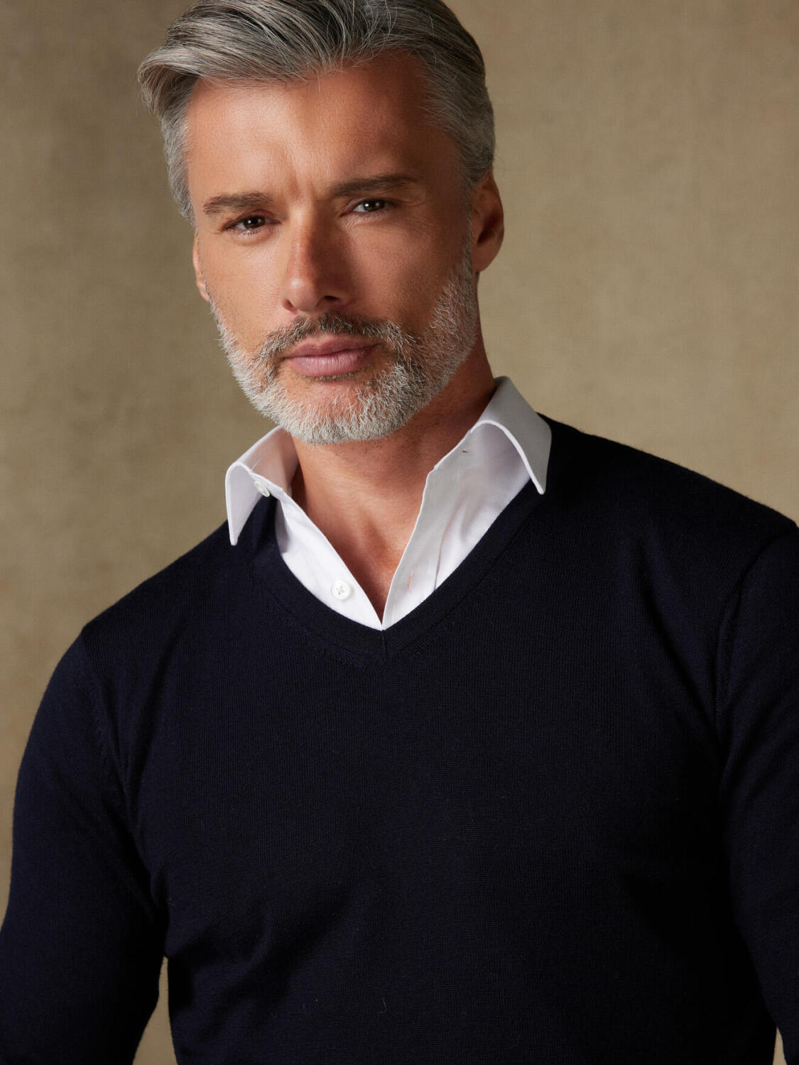 Dylan V-neck in navy merino