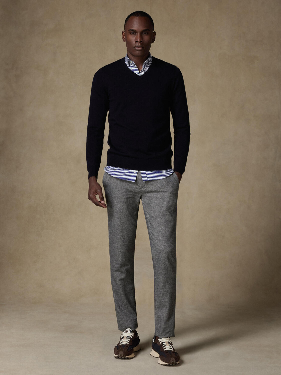 Maglia scollo a V Dylan in lana merino blu navy