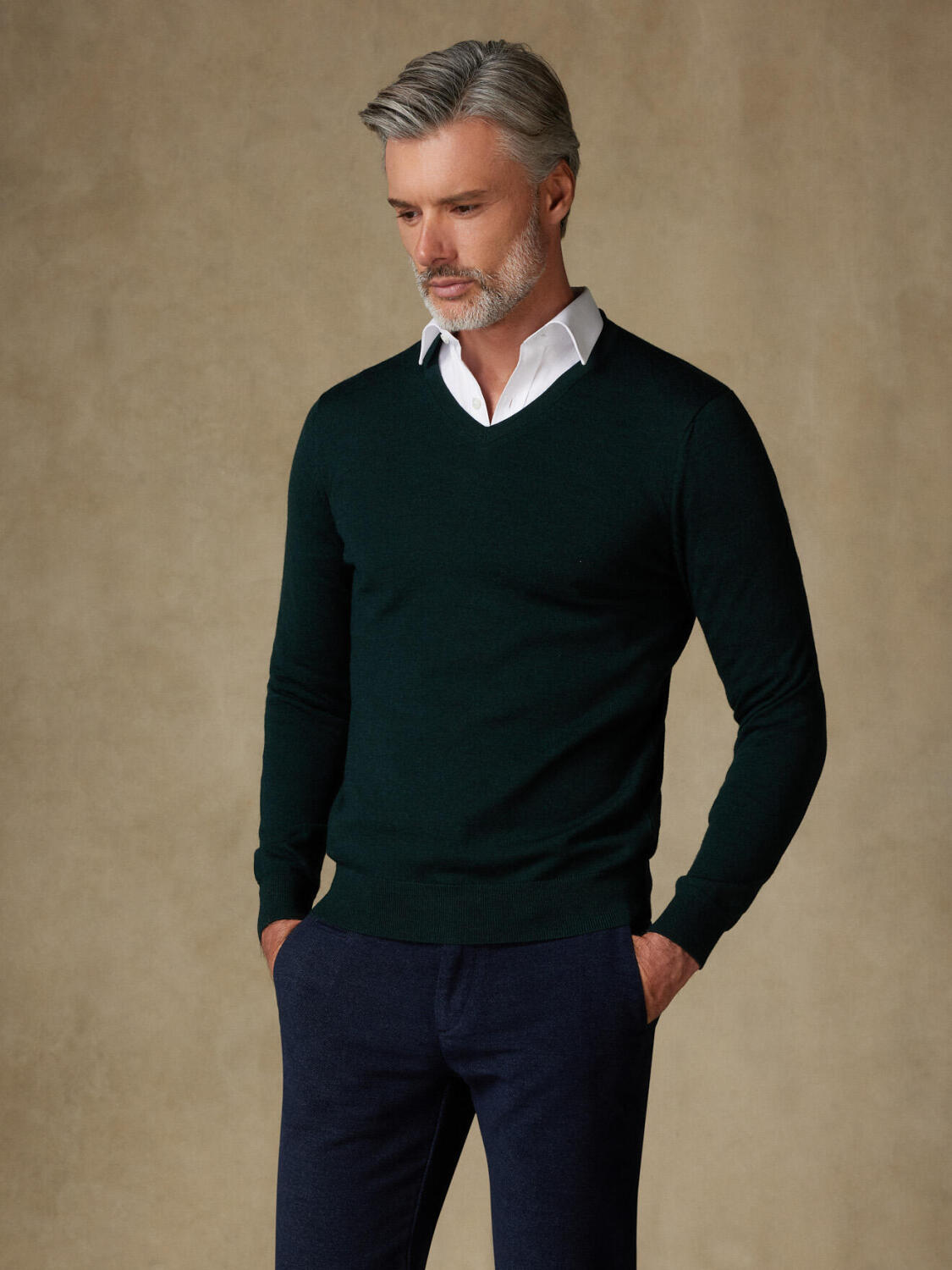 Dylan scollo a V in merino verde