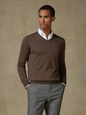 Maglia scollo a V Dylan in lana merino visone