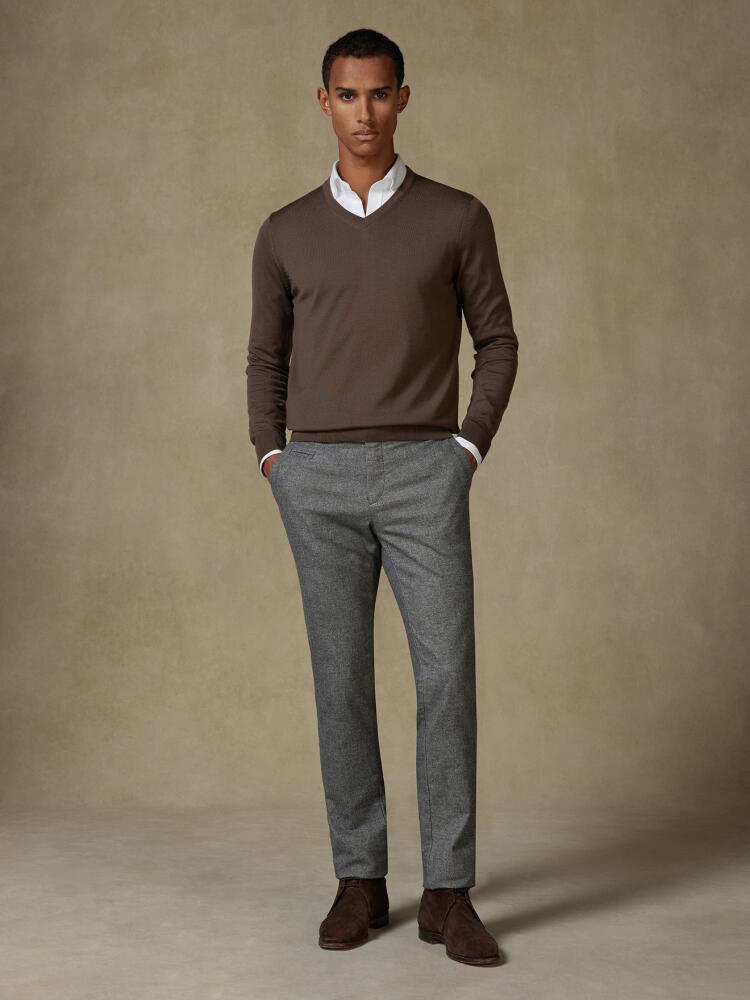 Maglia scollo a V Dylan in lana merino visone