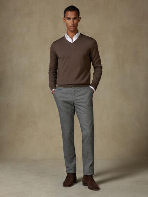 Maglia scollo a V Dylan in lana merino visone