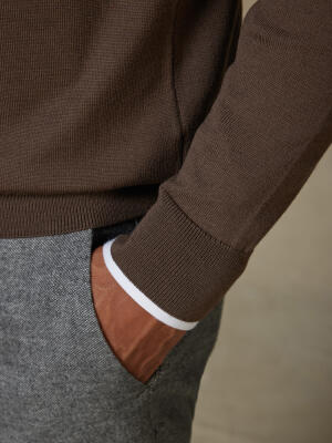 Maglia scollo a V Dylan in lana merino visone