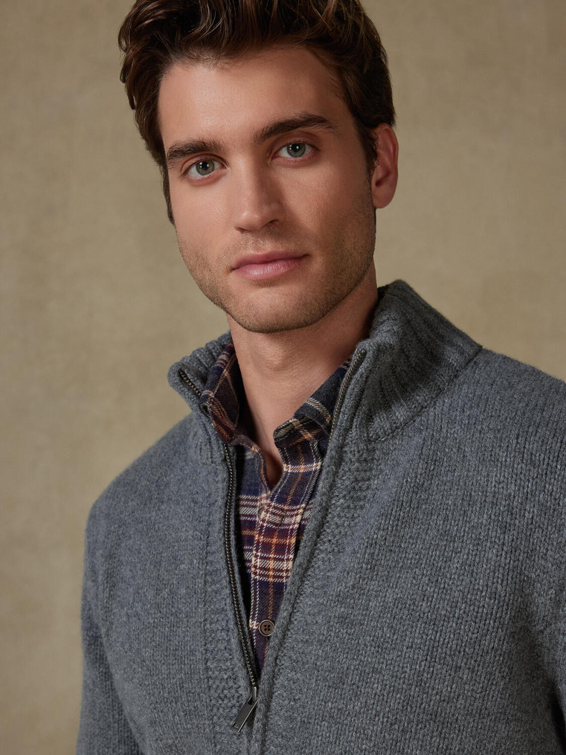 Full Zip Albury in lana d’agnello grigio