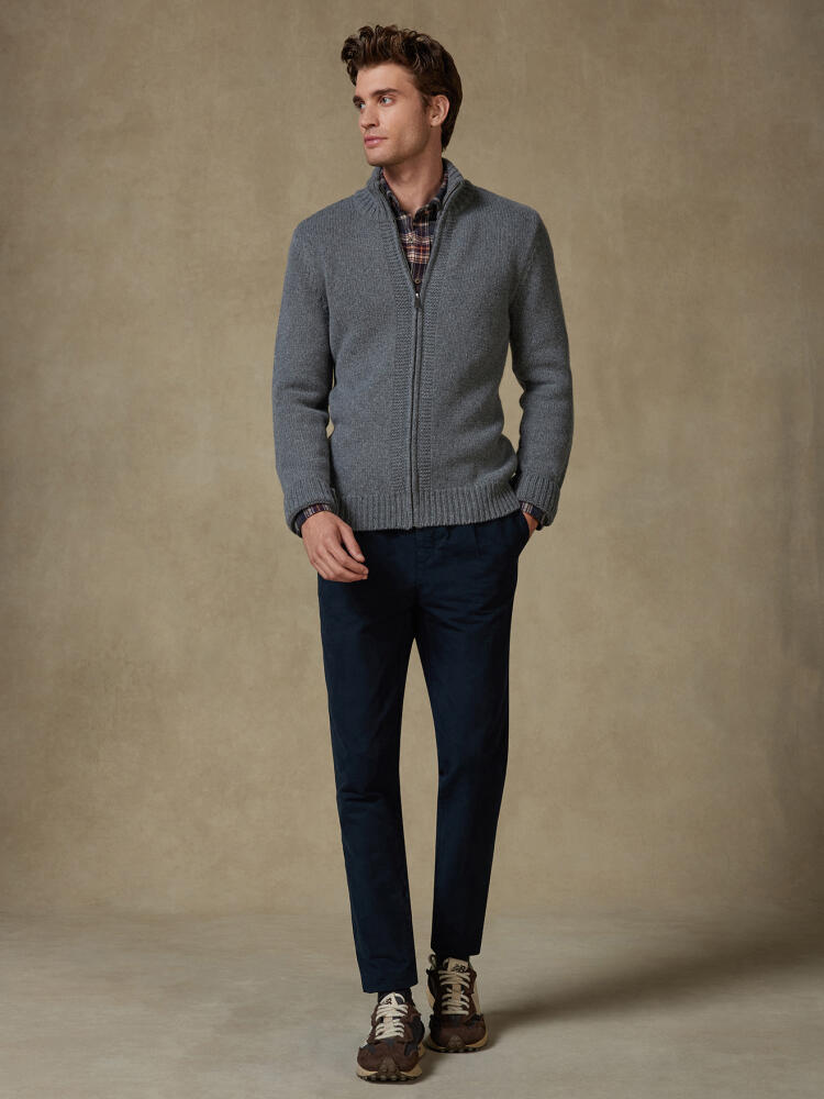 Full Zip Albury in lana d’agnello grigio