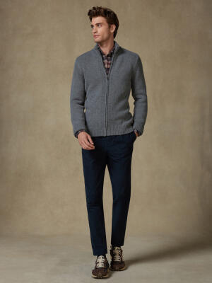 Full Zip Albury in lana d’agnello grigio