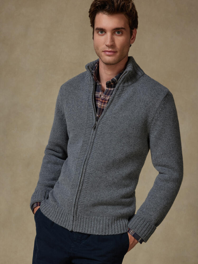 Full Zip Albury in lana d’agnello grigio