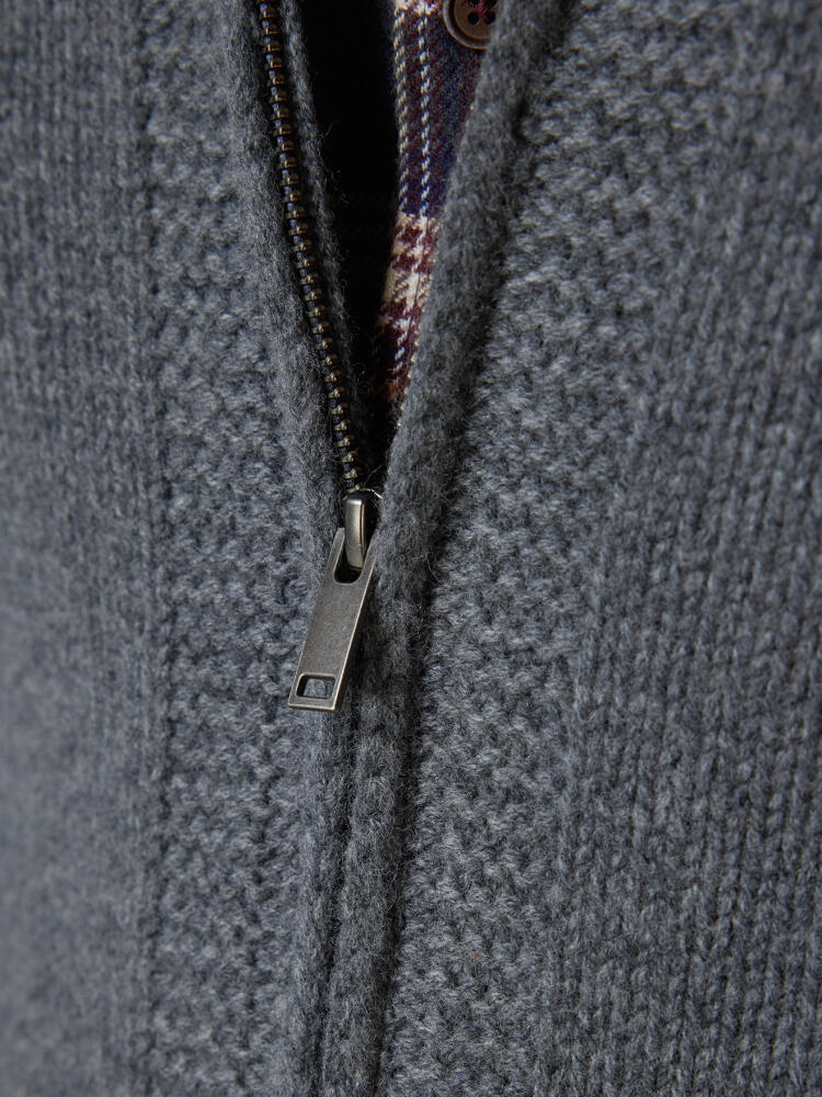 Full Zip Albury in lana d’agnello grigio