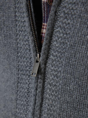 Full Zip Albury in lana d’agnello grigio