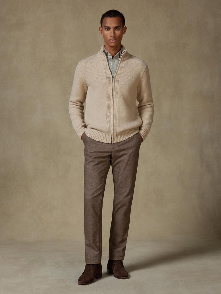 Full Zip Albury in lana d’agnello écru