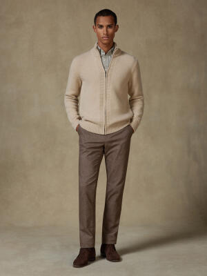 Full Zip Albury in lana d’agnello écru