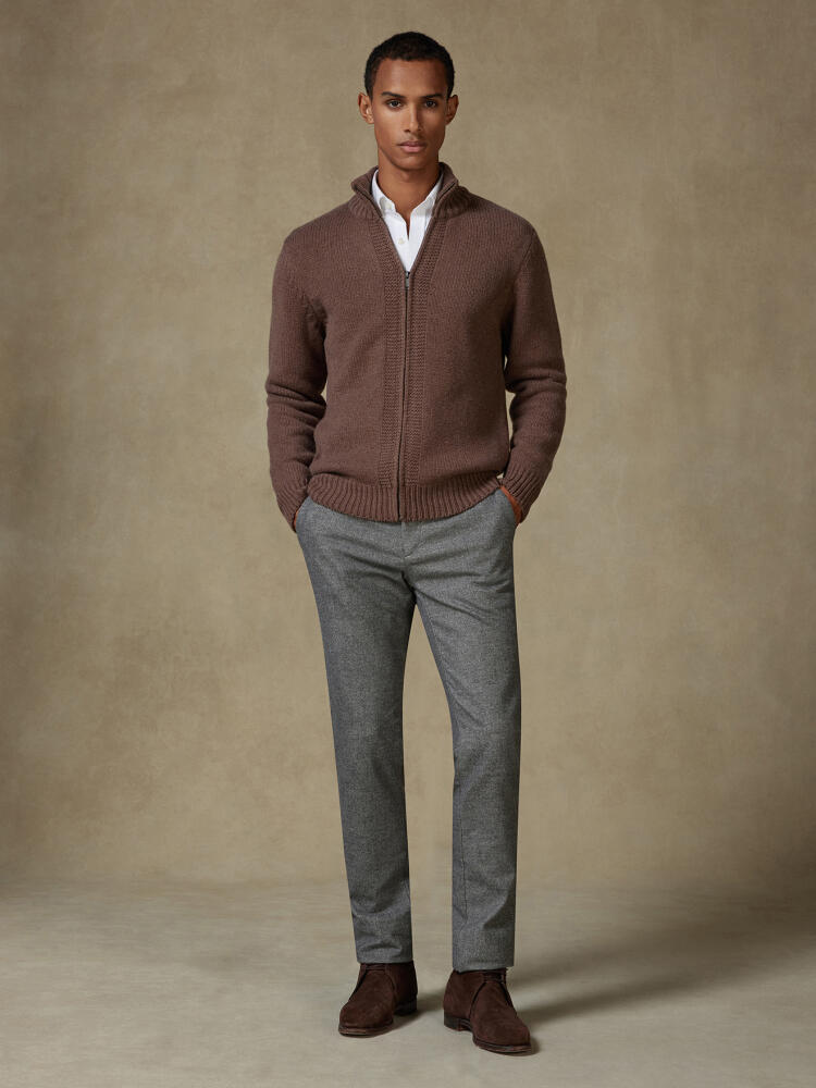 Full Zip Albury in lana d’agnello marrone