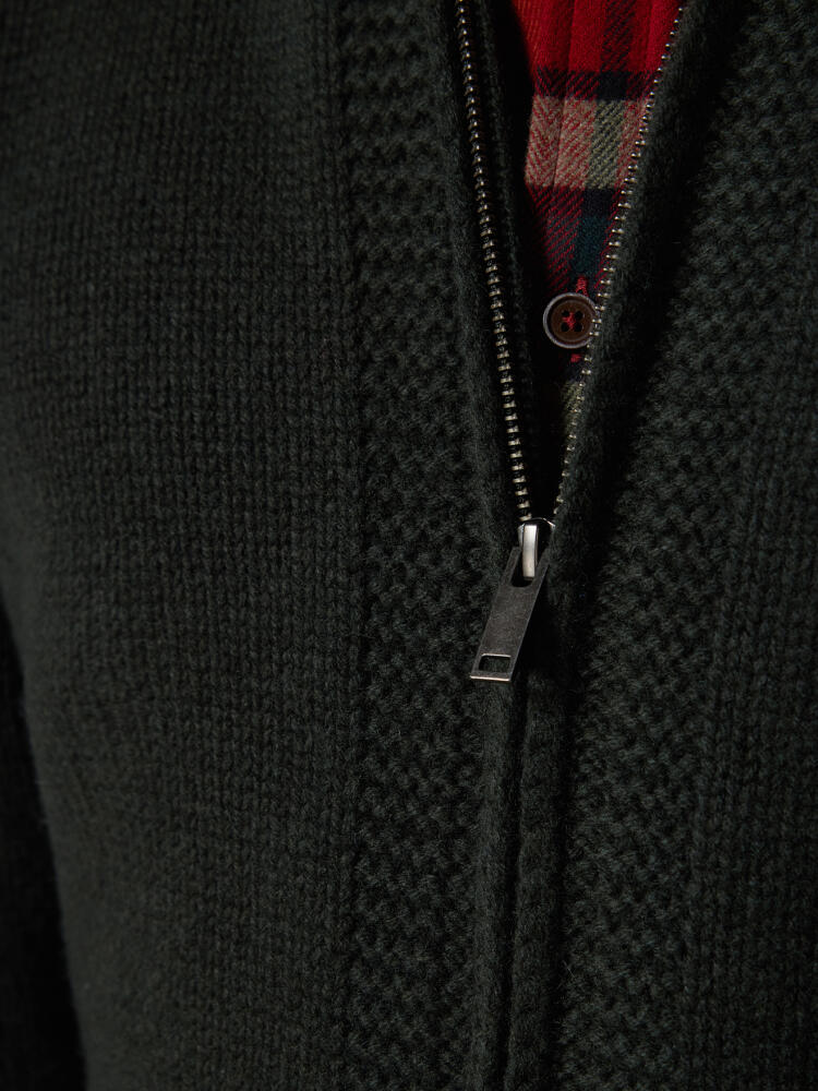 Full Zip Albury in lana d’agnello kaki