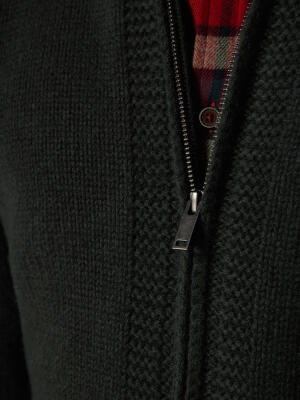 Full Zip Albury in lana d’agnello kaki