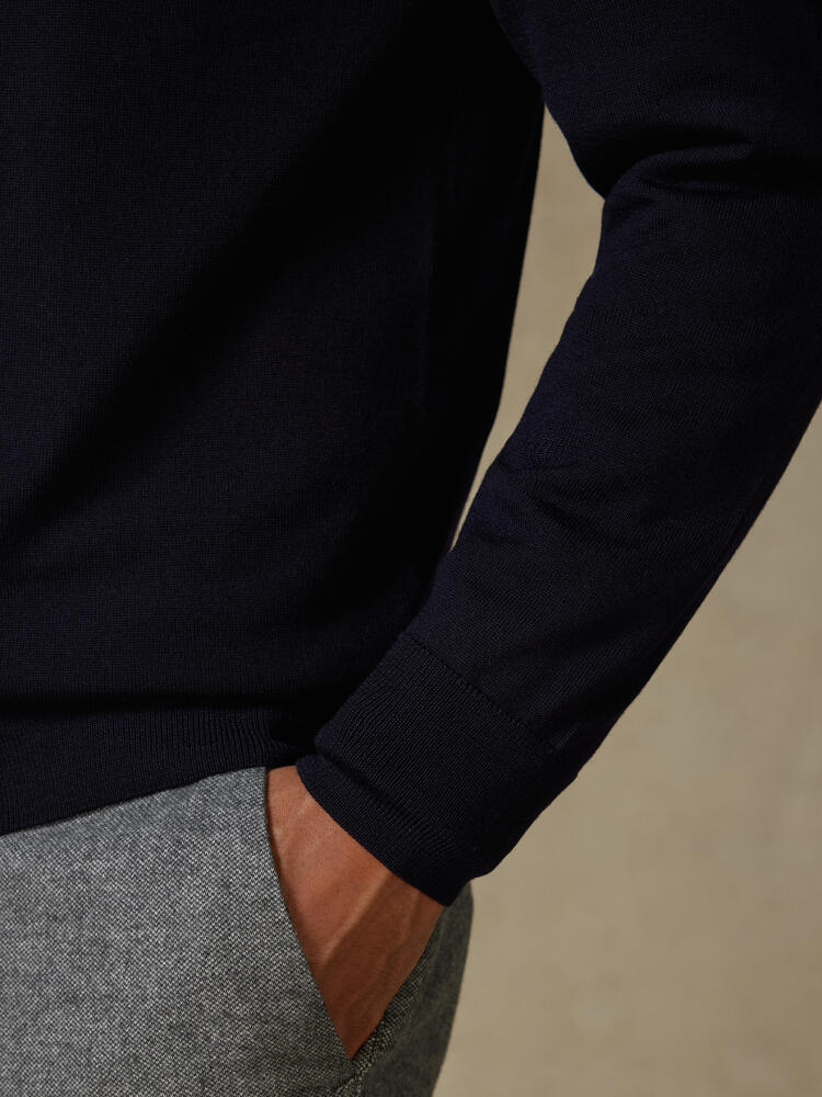 Full Zip Teddy en mérinos marine