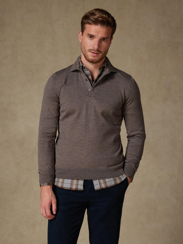 Tim poloshirt in bruin merino