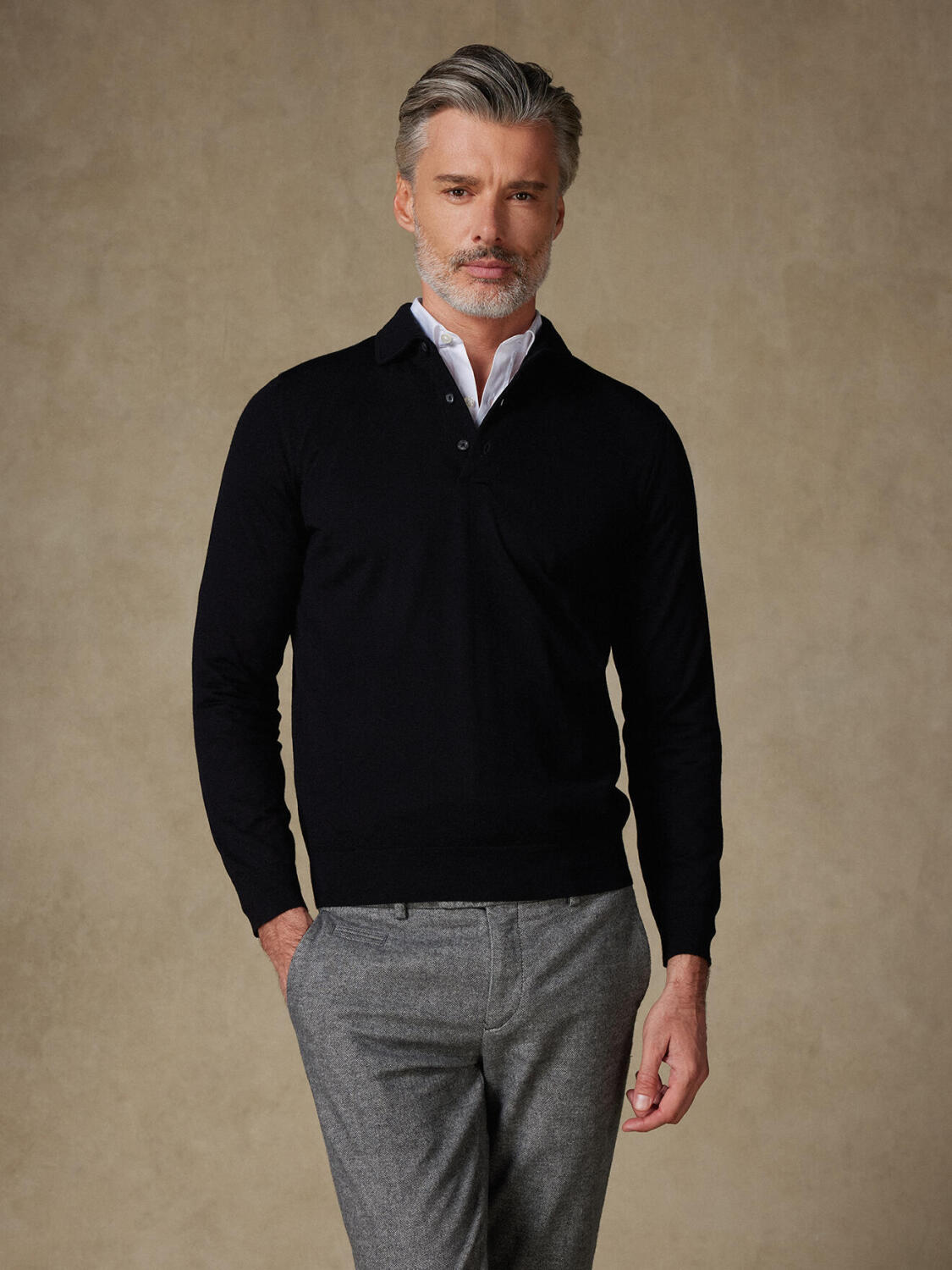 Polo Tim en mérinos noir