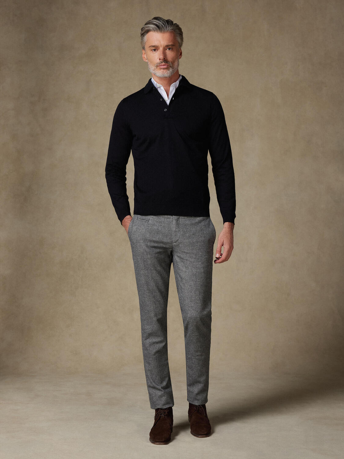 Polo Tim en mérinos noir