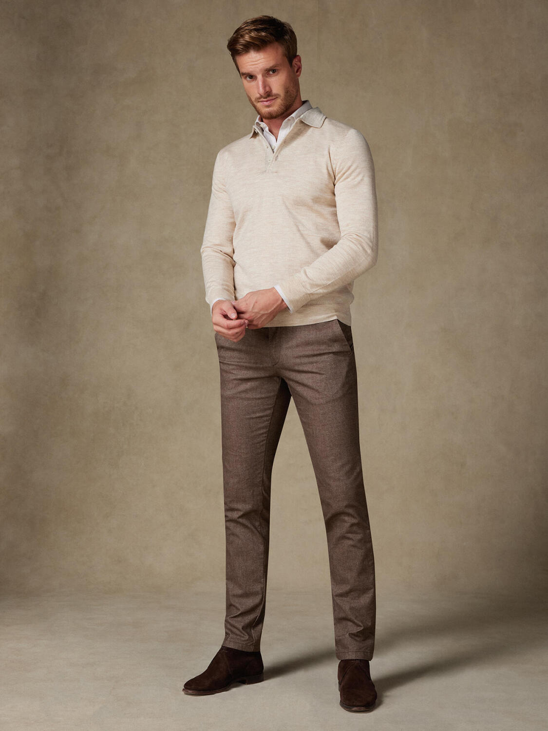 Polo Tim in merino sabbia