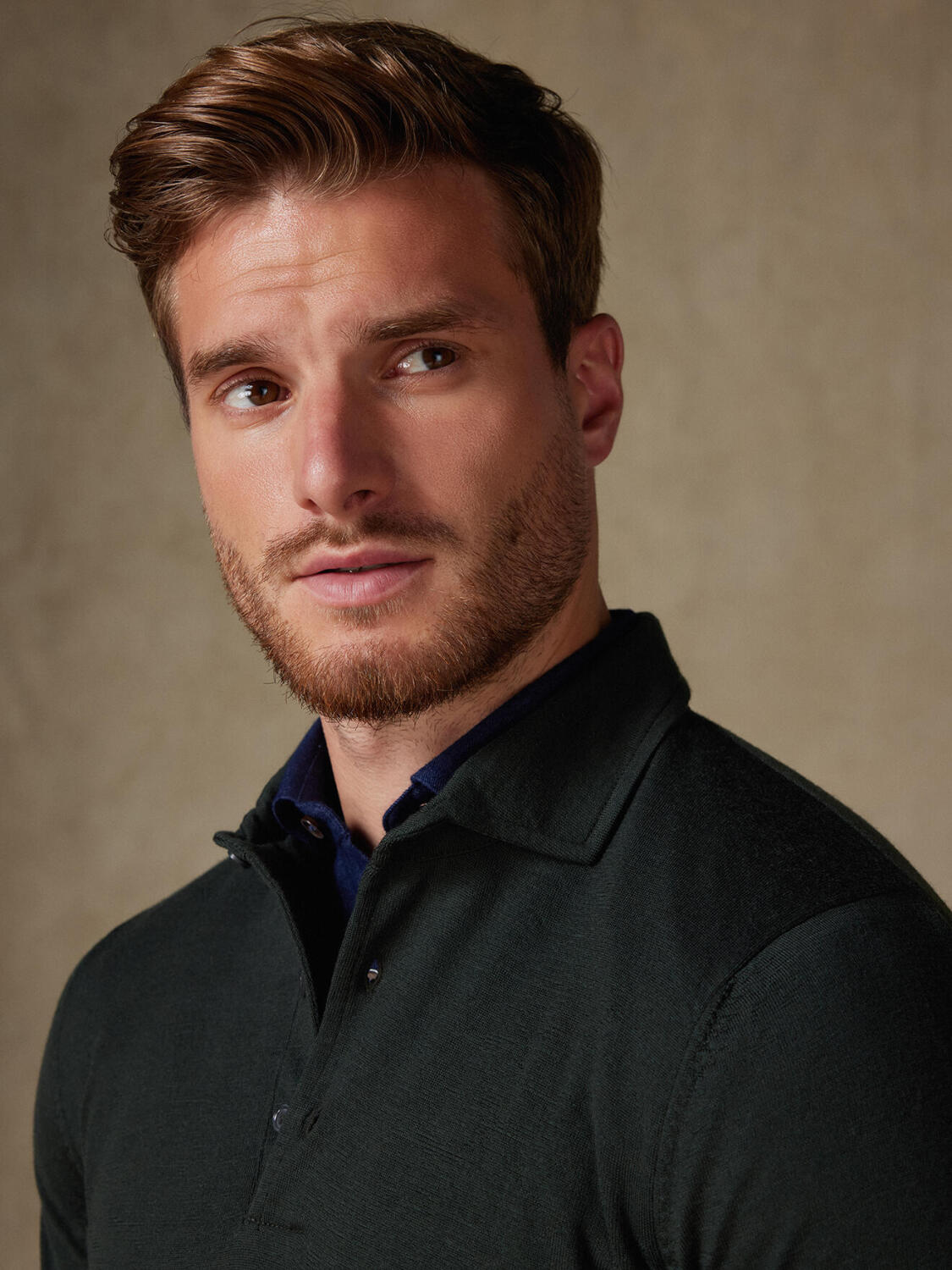 Tim polo shirt in khaki merino