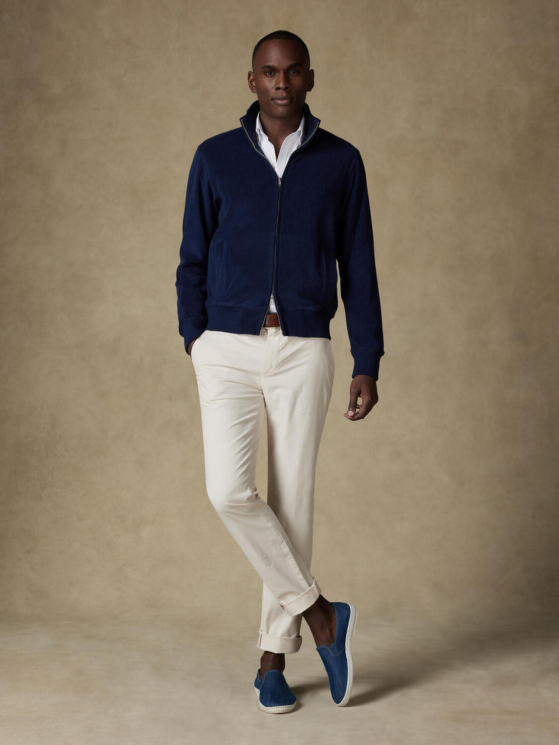 Todd con zip intera in spugna blu