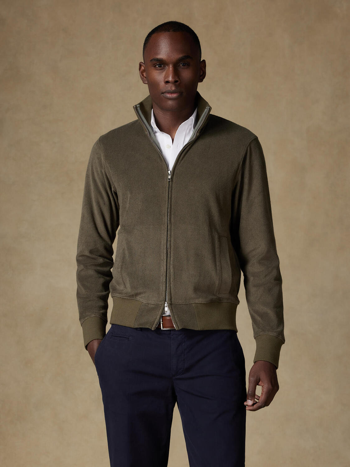 Todd con zip intera in spugna kaki