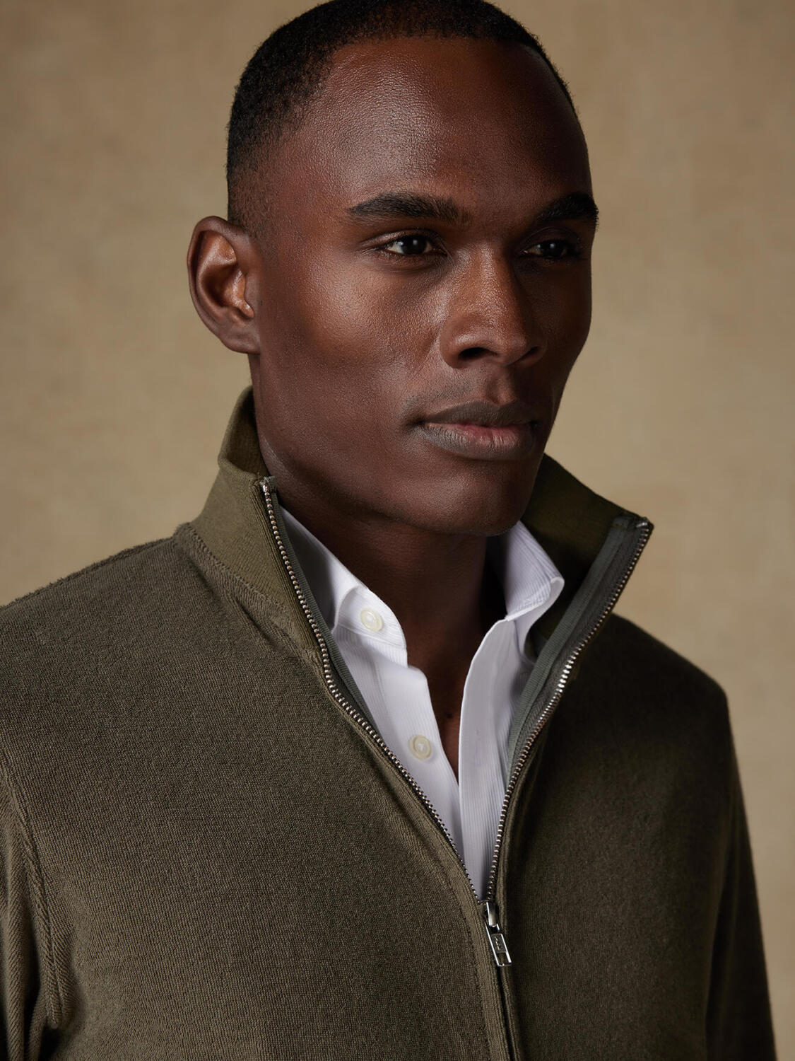 Todd con zip intera in spugna kaki