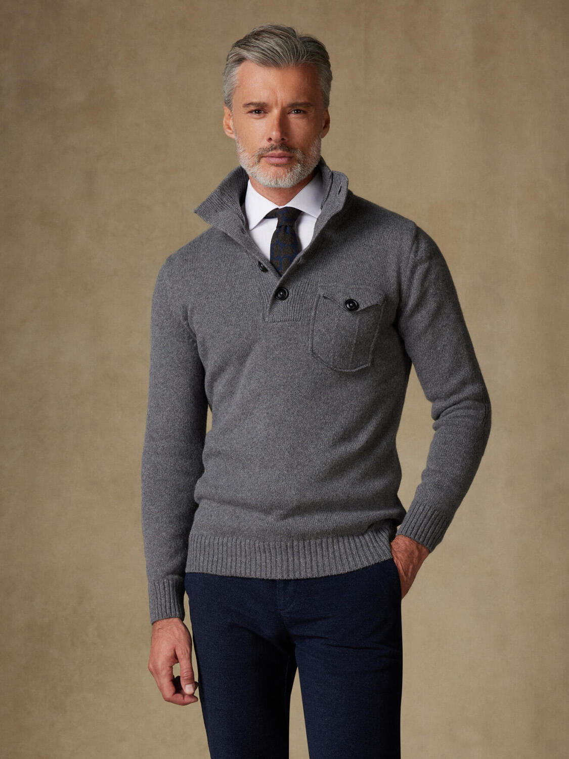 Bill grey high collar