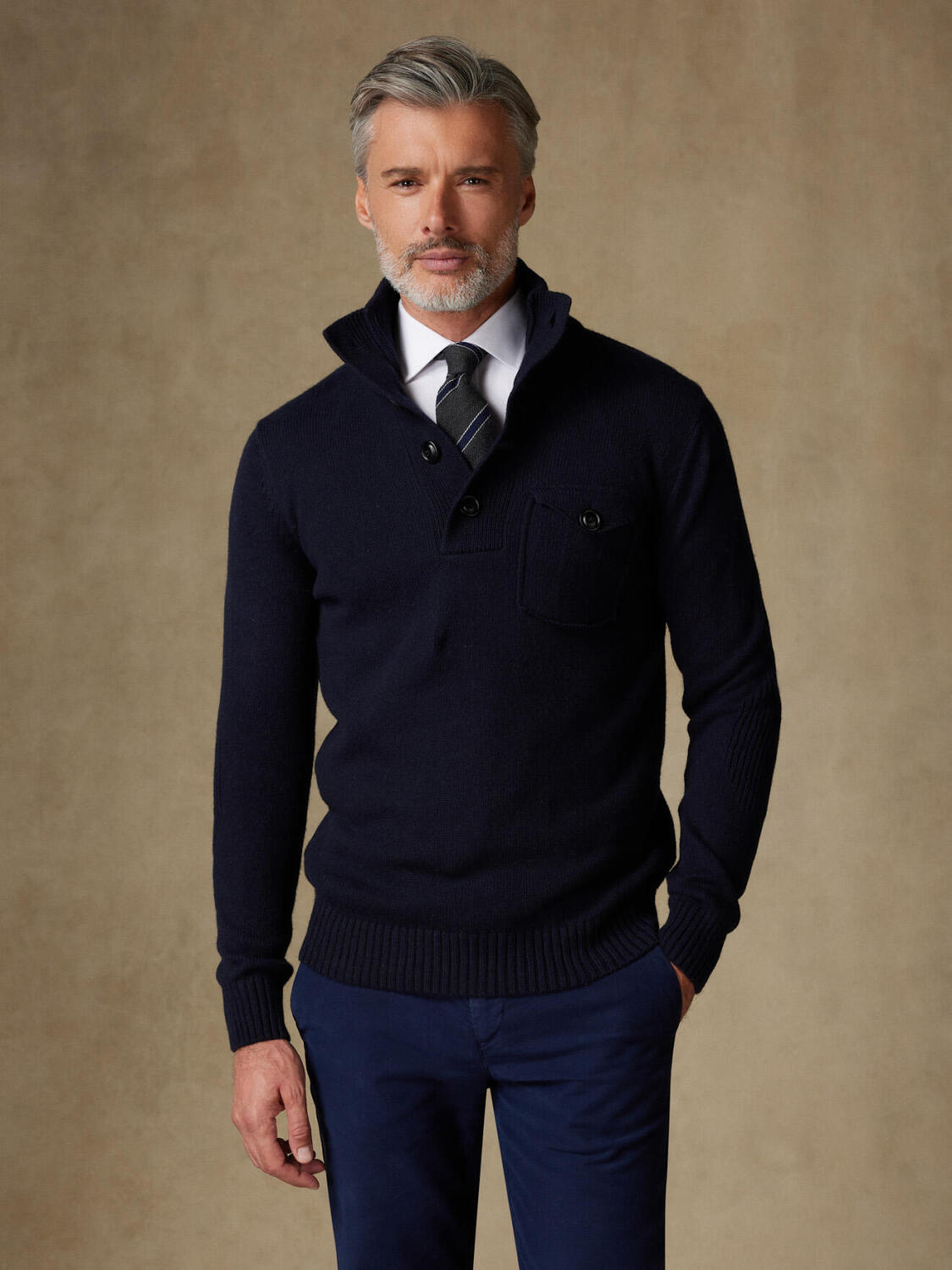 Bill navy high collar