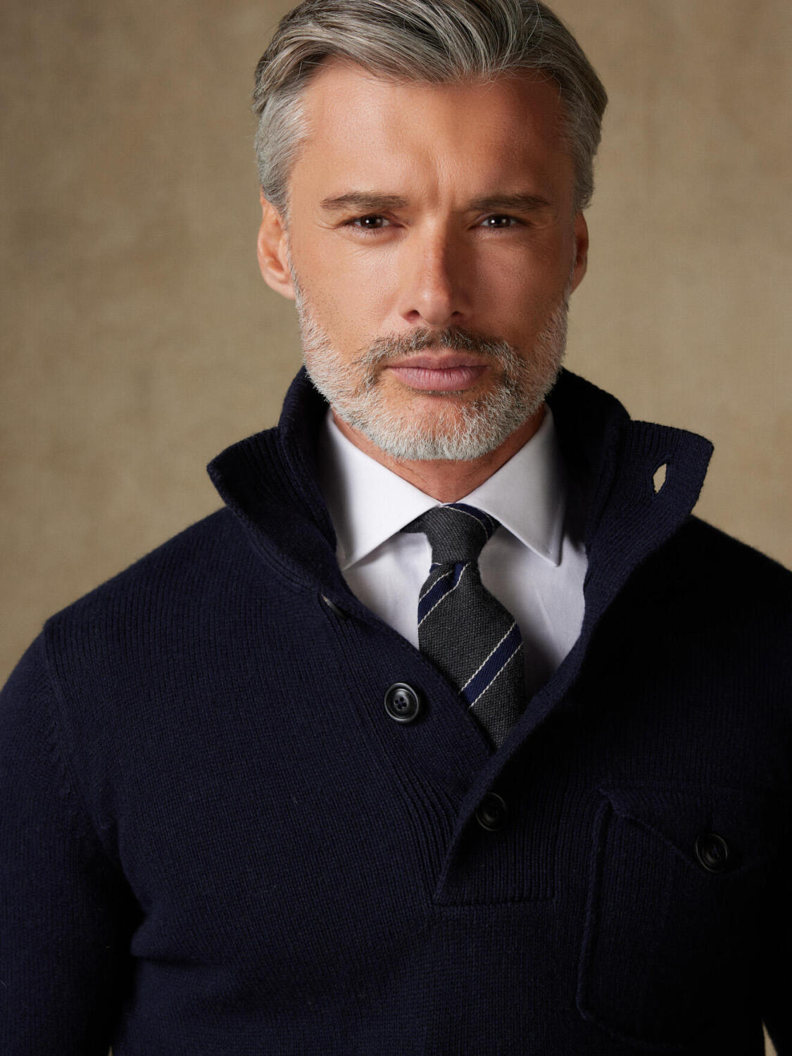 Bill navy high collar