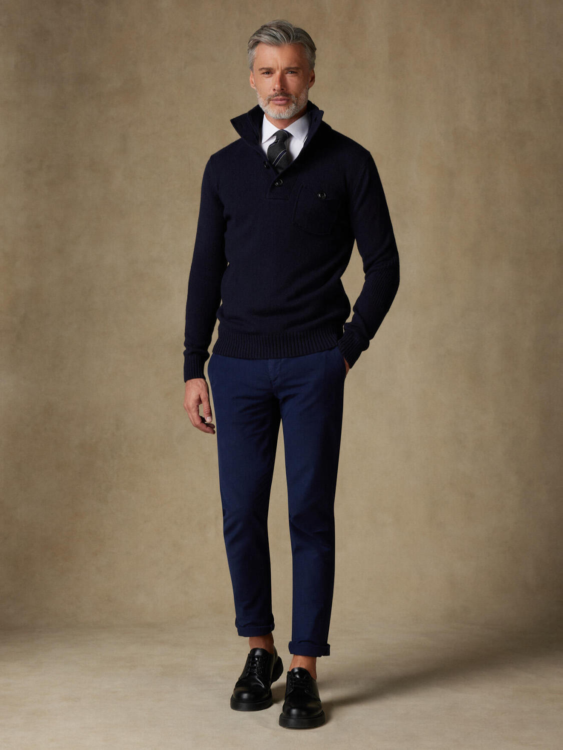Bill navy high collar