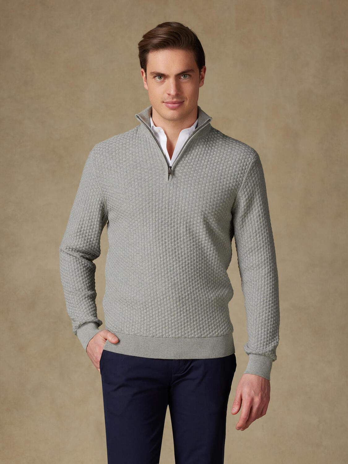 Half zip Brooks grau