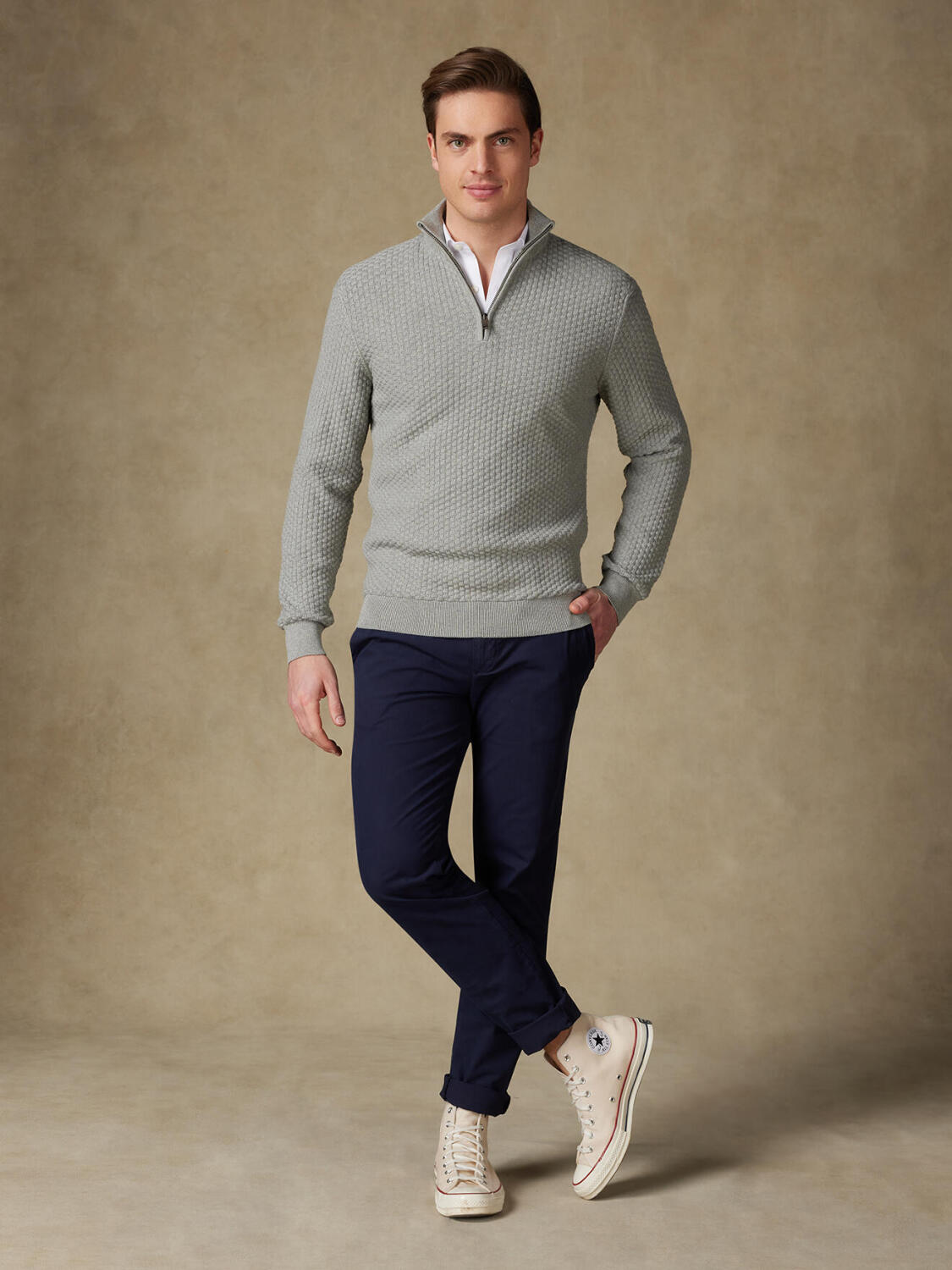 Half zip Brooks grau