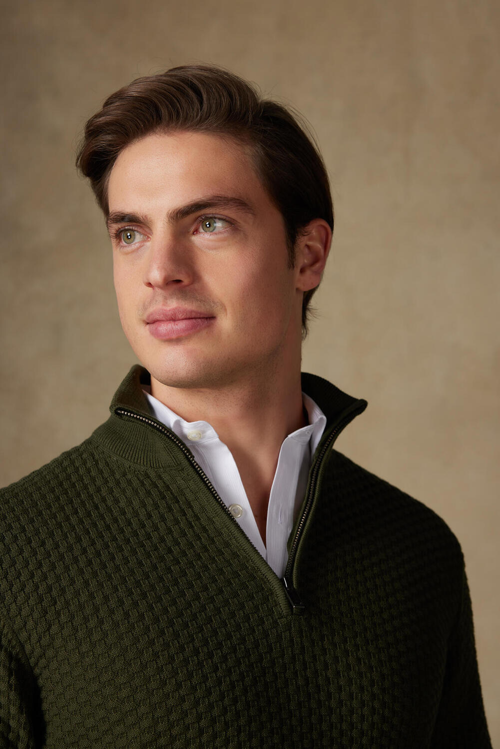 Half zip Brooks kaki