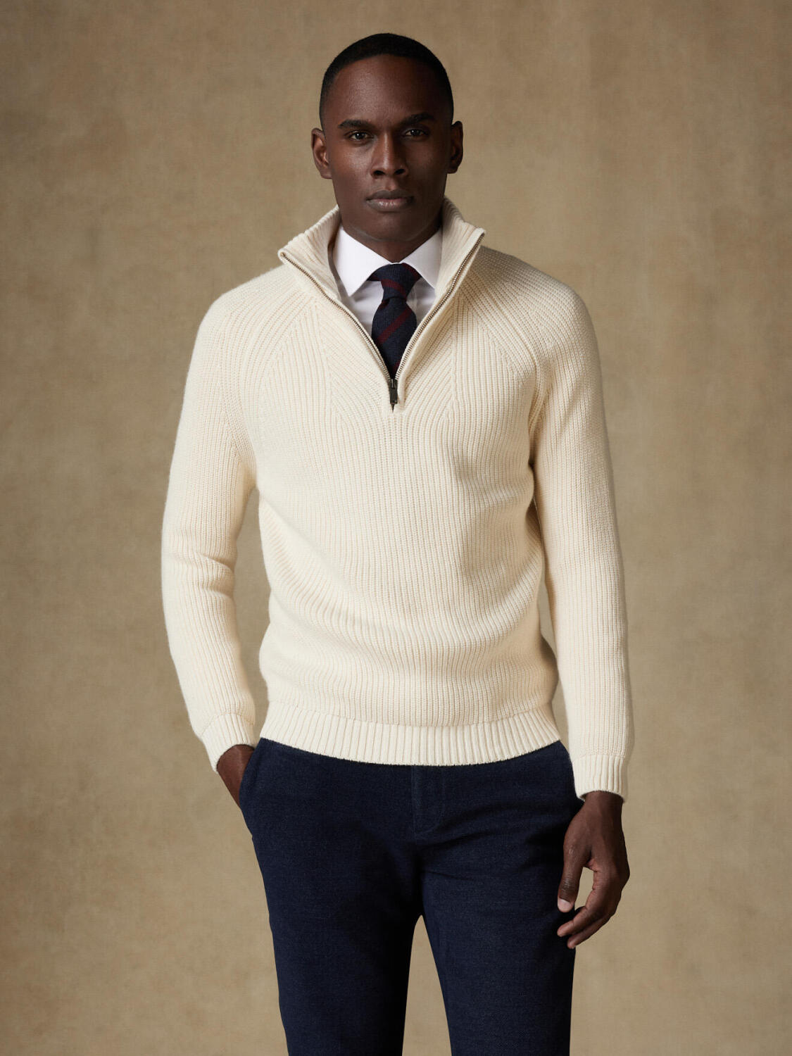 Halber Zip Buster ecru