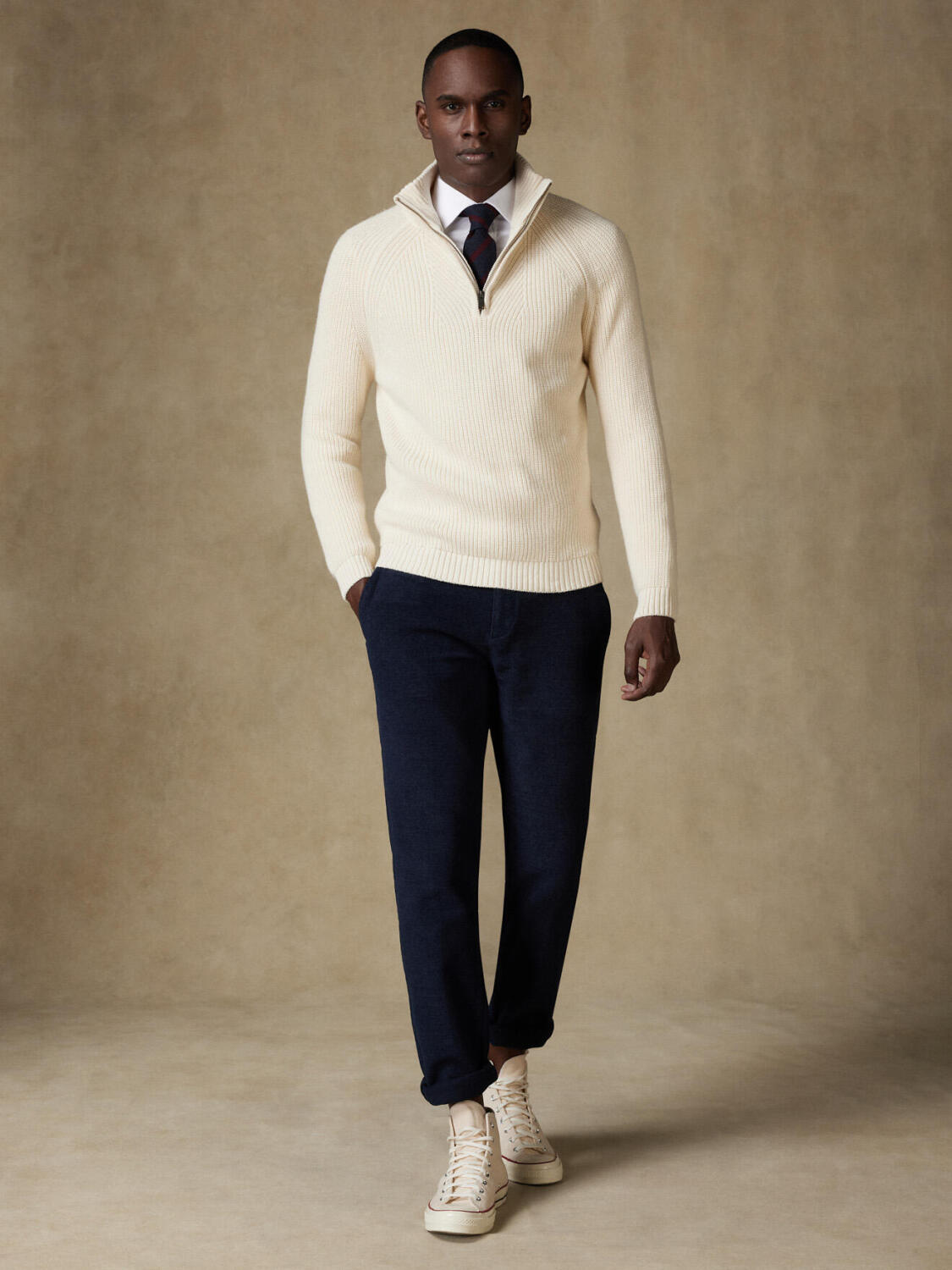 Halber Zip Buster ecru