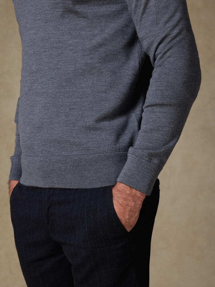 Greg Half Zip in grijs merino