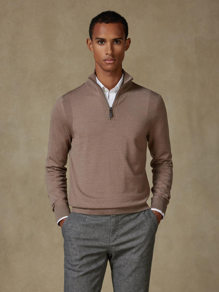 Half Zip Greg in lana merino beige