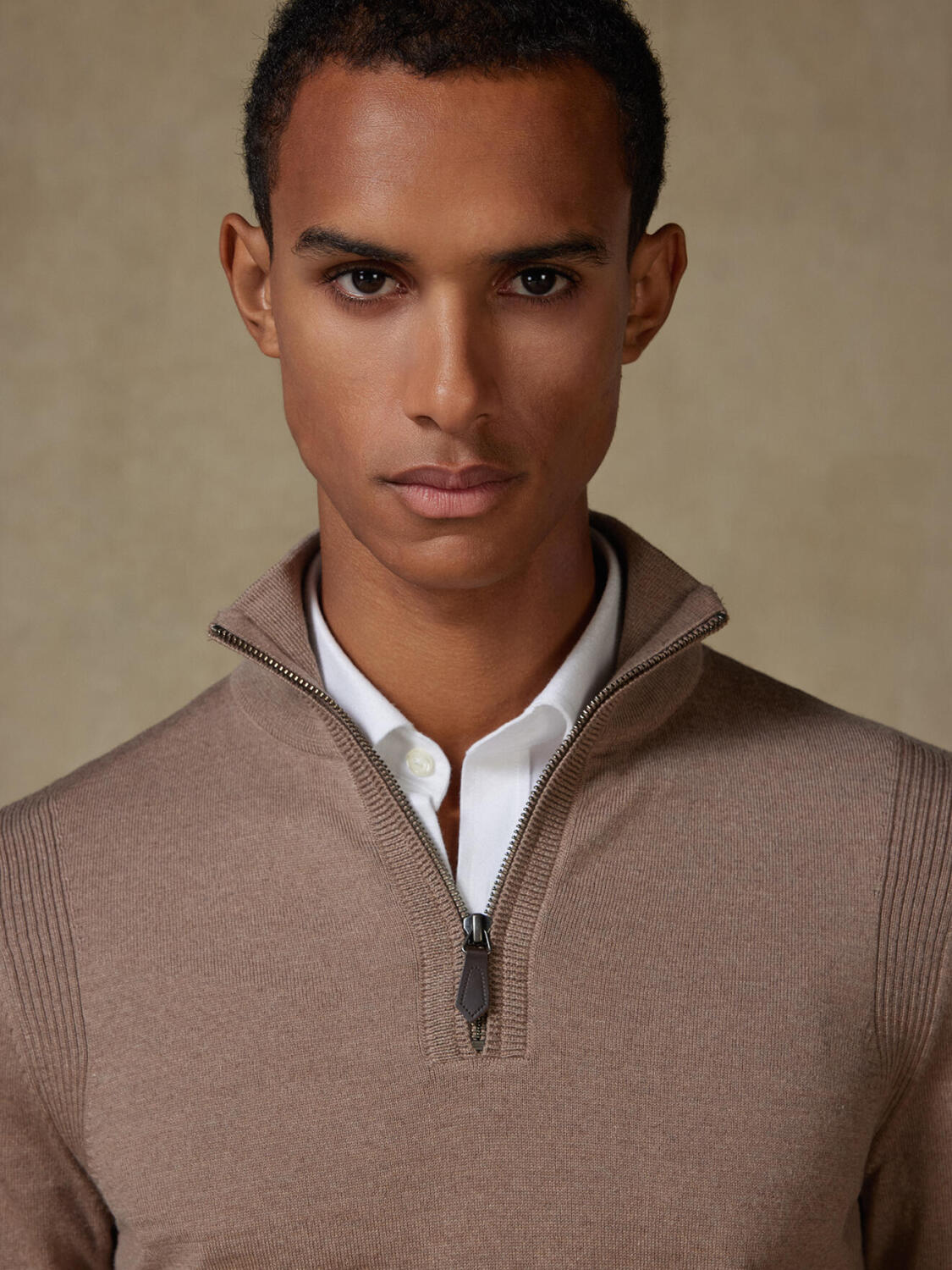 Half Zip Greg in lana merino beige