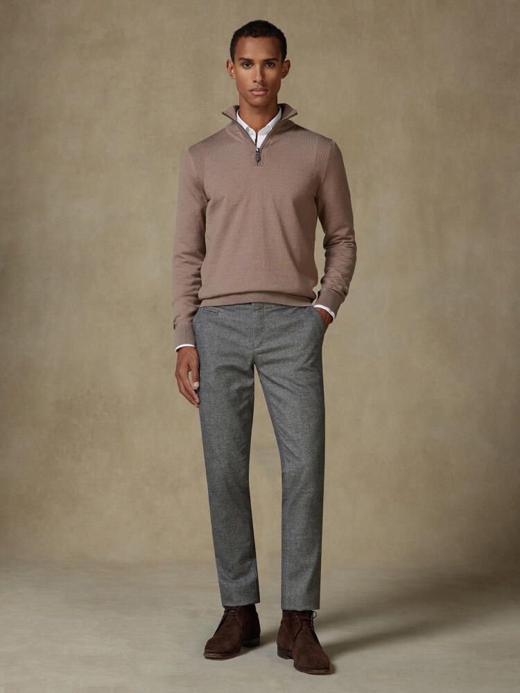 Half Zip Greg in lana merino beige