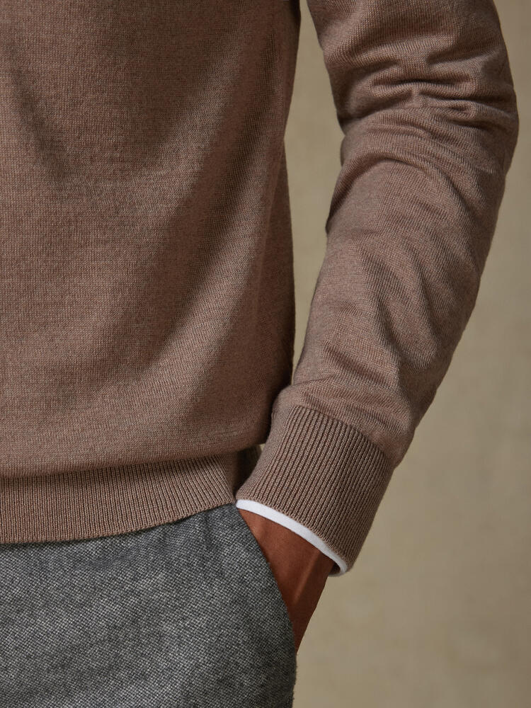 Half Zip Greg in lana merino beige