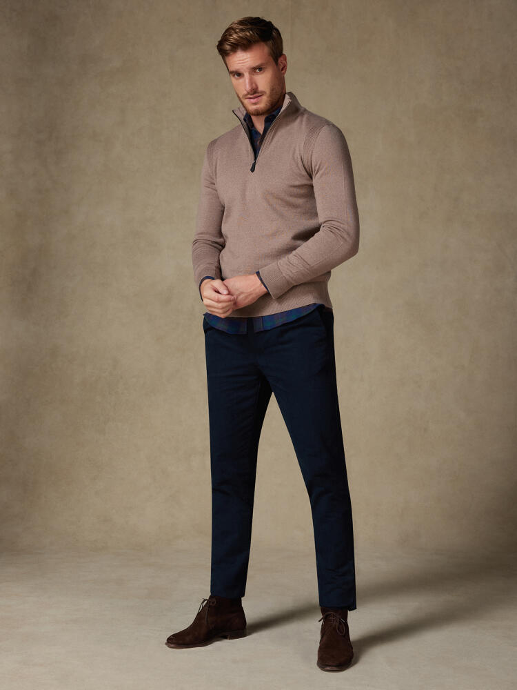 Half Zip Greg aus brauner Merino