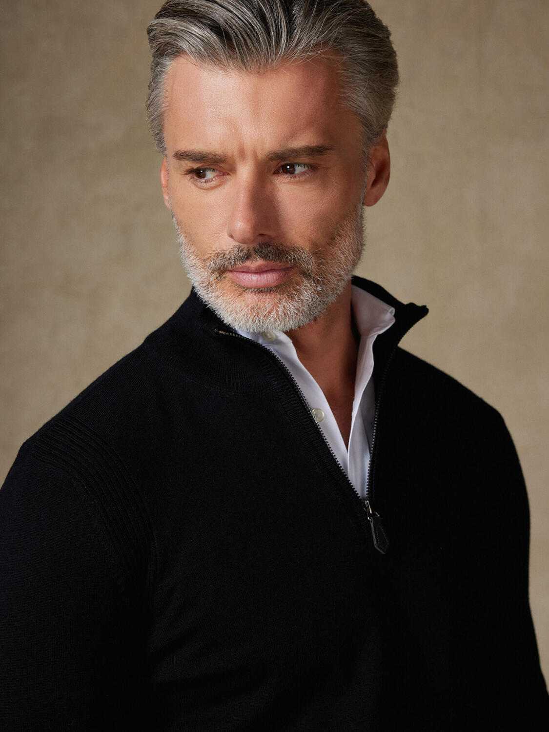 Half Zip Greg in lana merino nera