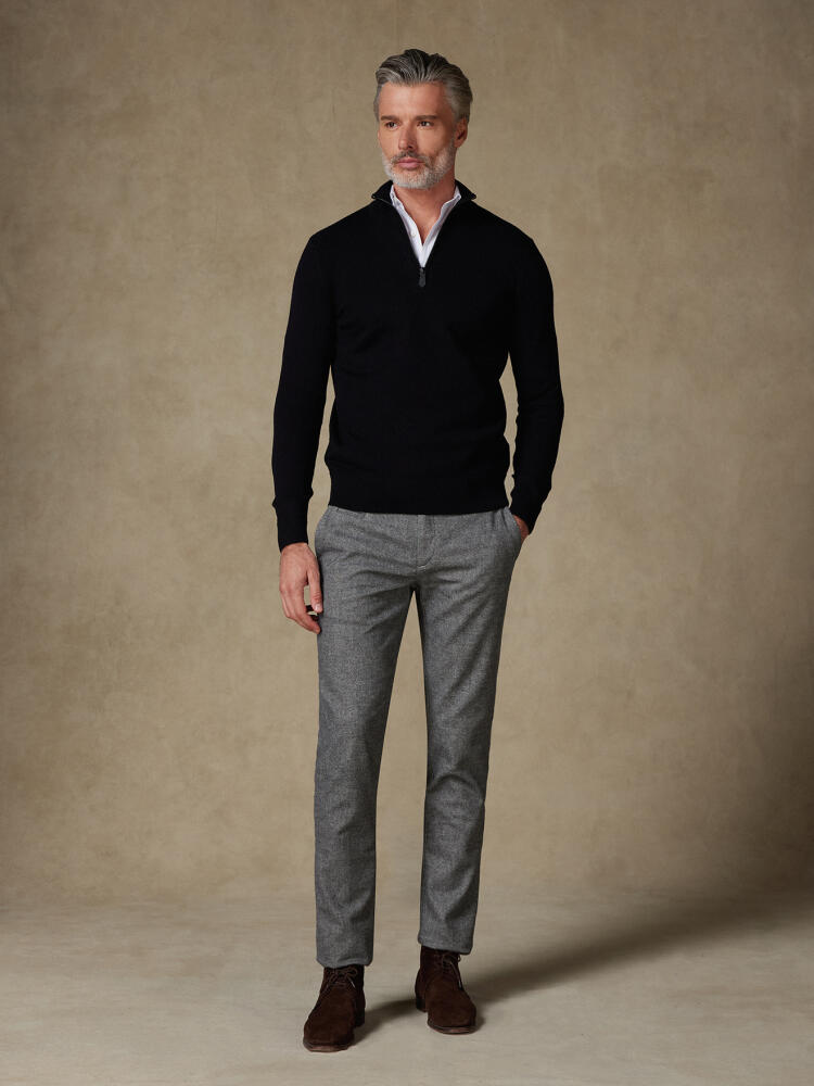 Greg Half Zip in zwart merino