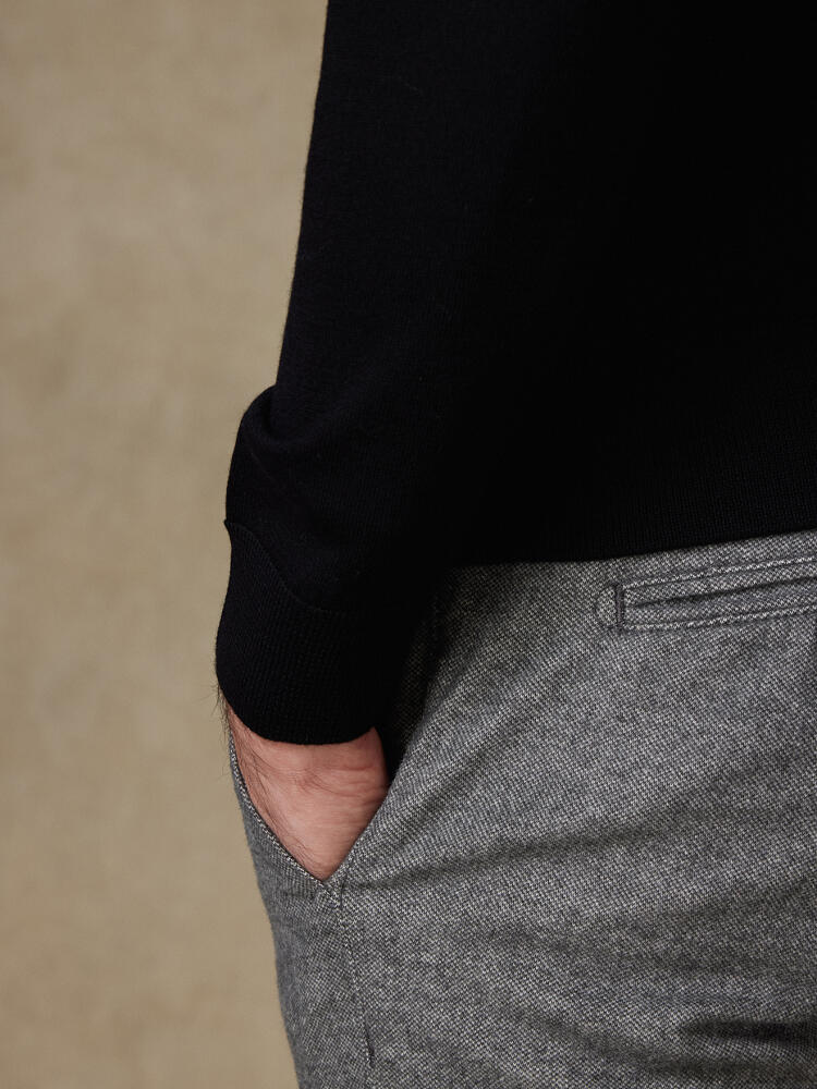 Greg Half Zip in zwart merino