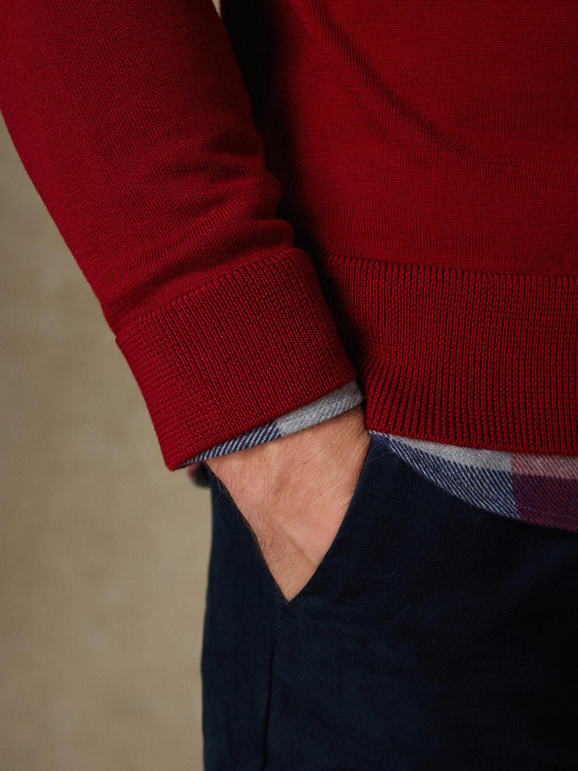 Half Zip Greg in lana merino bordeaux