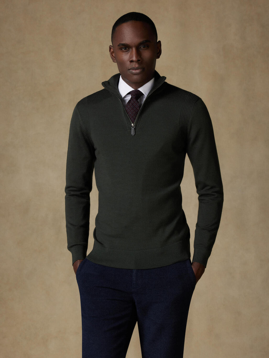 Greg mezza zip in kaki