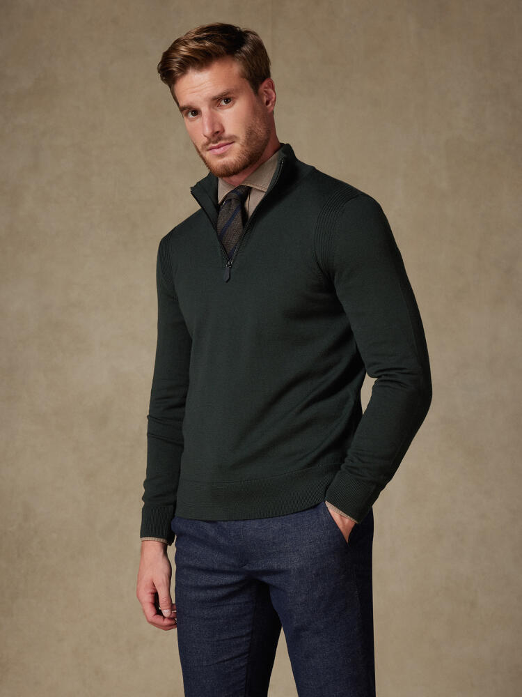 Greg Half Zip en merino caqui