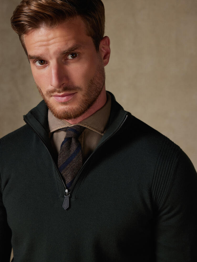 Greg Half Zip en merino caqui