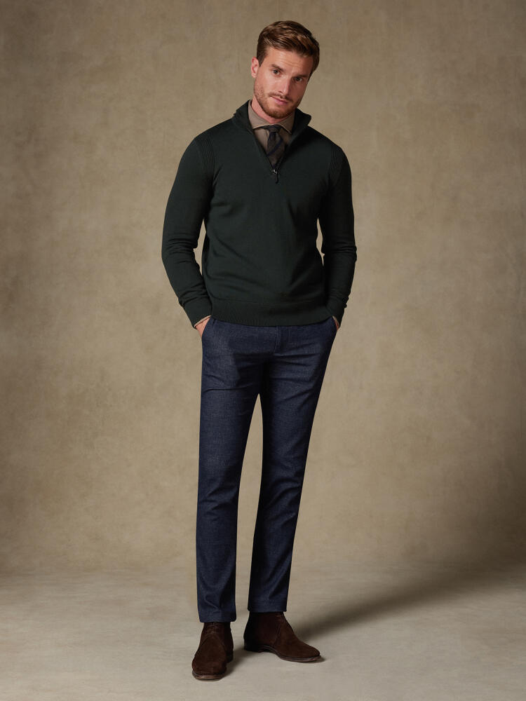 Greg Half Zip in khaki merino